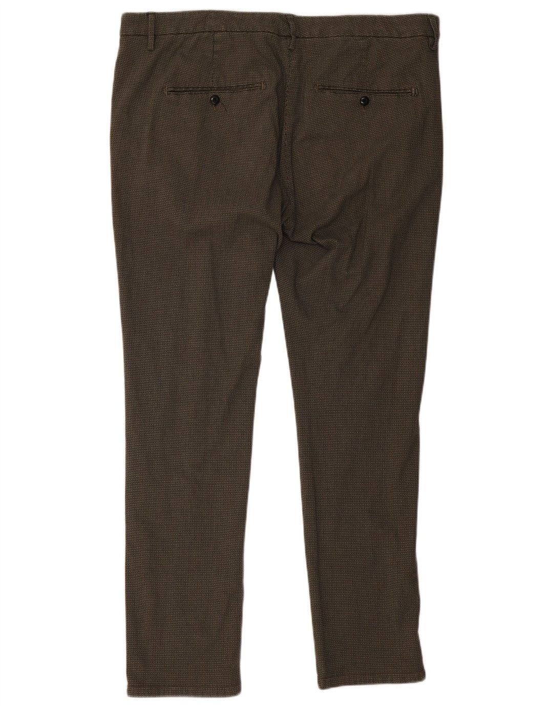Dondup Pantaloni Chino Slim Uomo W38 L32 Cotone Pied De Poule Marrone