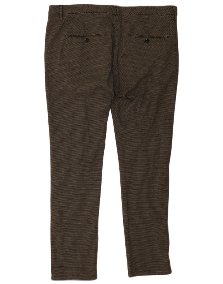 Dondup Pantaloni Chino Slim Uomo W38 L32 Cotone Pied De Poule Marrone