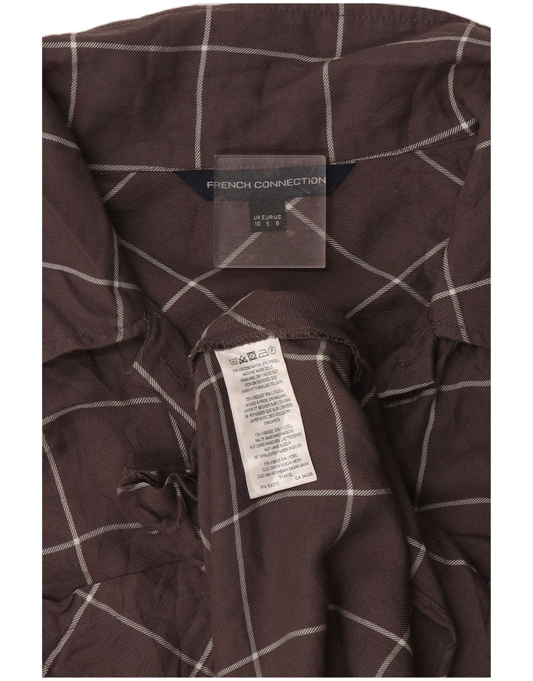Abito a trapezio a maniche lunghe da donna French Connection UK 10 piccolo quadretto grigio