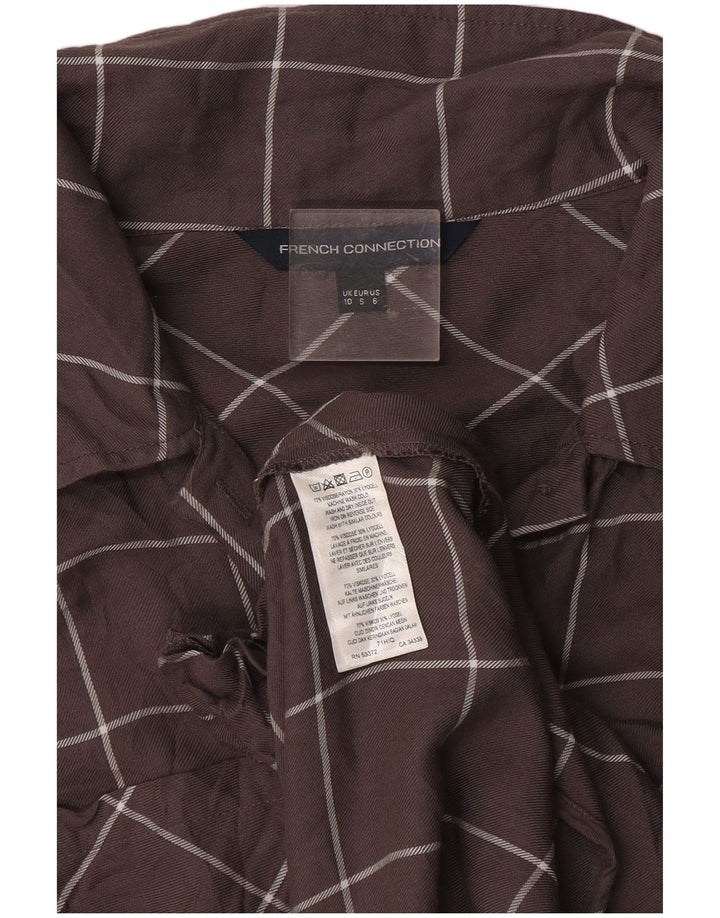 Abito a trapezio a maniche lunghe da donna French Connection UK 10 piccolo quadretto grigio