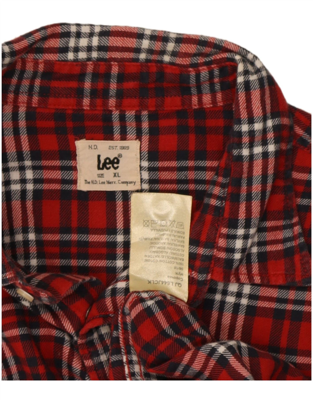 Camicia in flanella da uomo Lee XL in cotone a quadri rossi