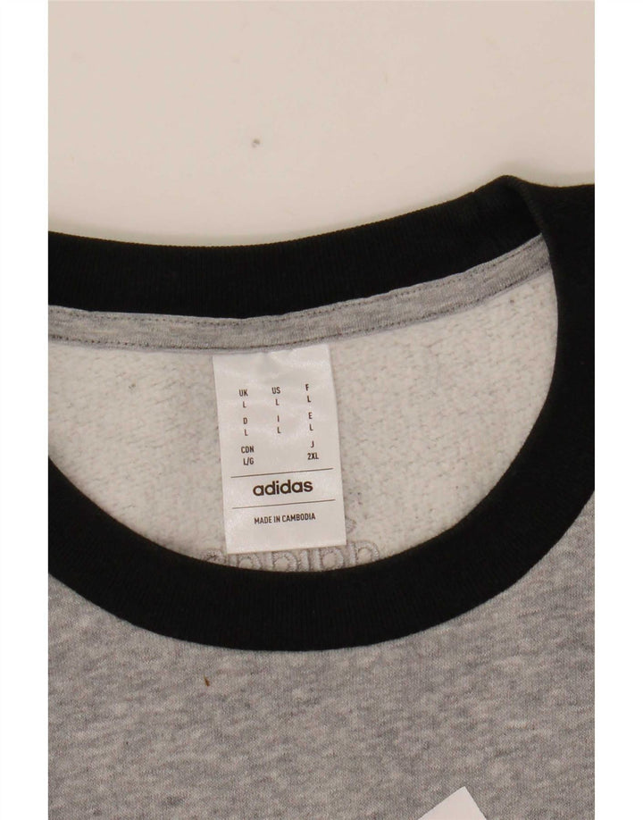 Felpa grafica da uomo Adidas Maglione grande color grigio grigio