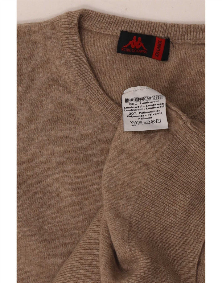 Maglione maglione girocollo da uomo Kappa 2XL Lana d'agnello beige