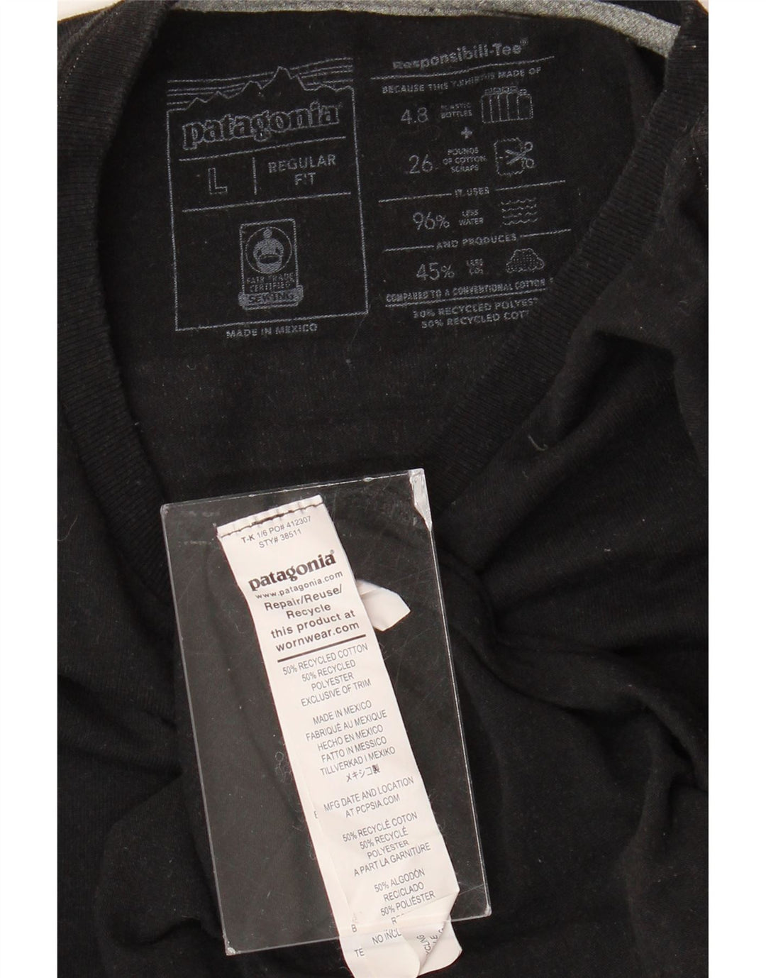 PATAGONIA T-shirt grafica da uomo con vestibilità regolare, top grande in cotone nero