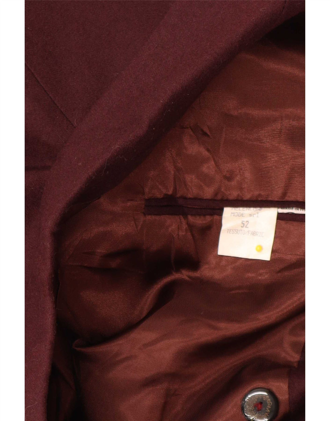 Giacca blazer doppiopetto vintage da uomo IT 52 XL Borgogna in lana vergine