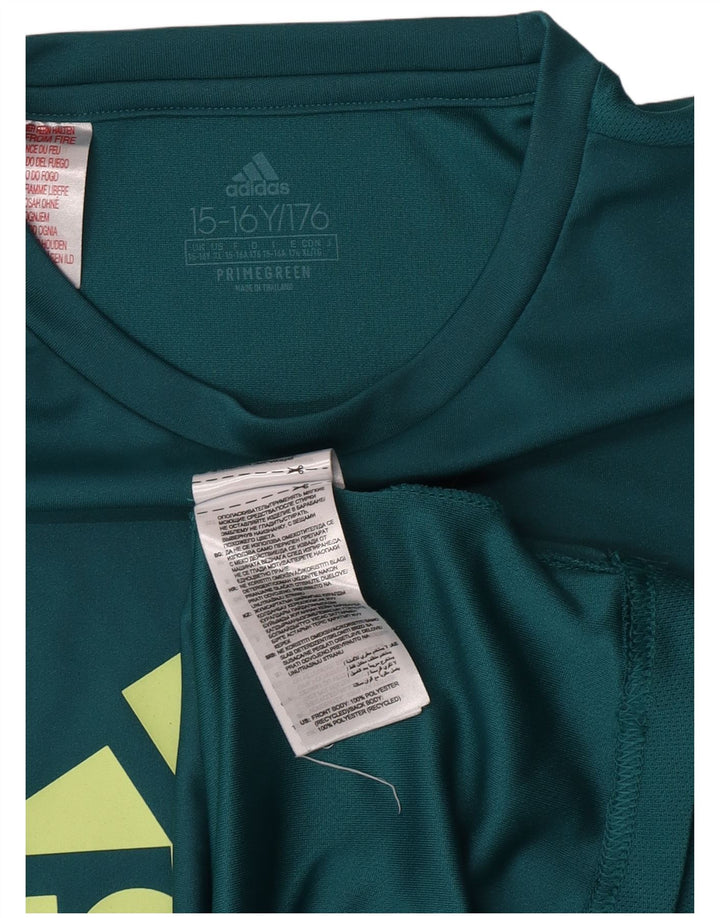 T-shirt grafica da ragazzo Adidas Top 15-16 anni in poliestere verde