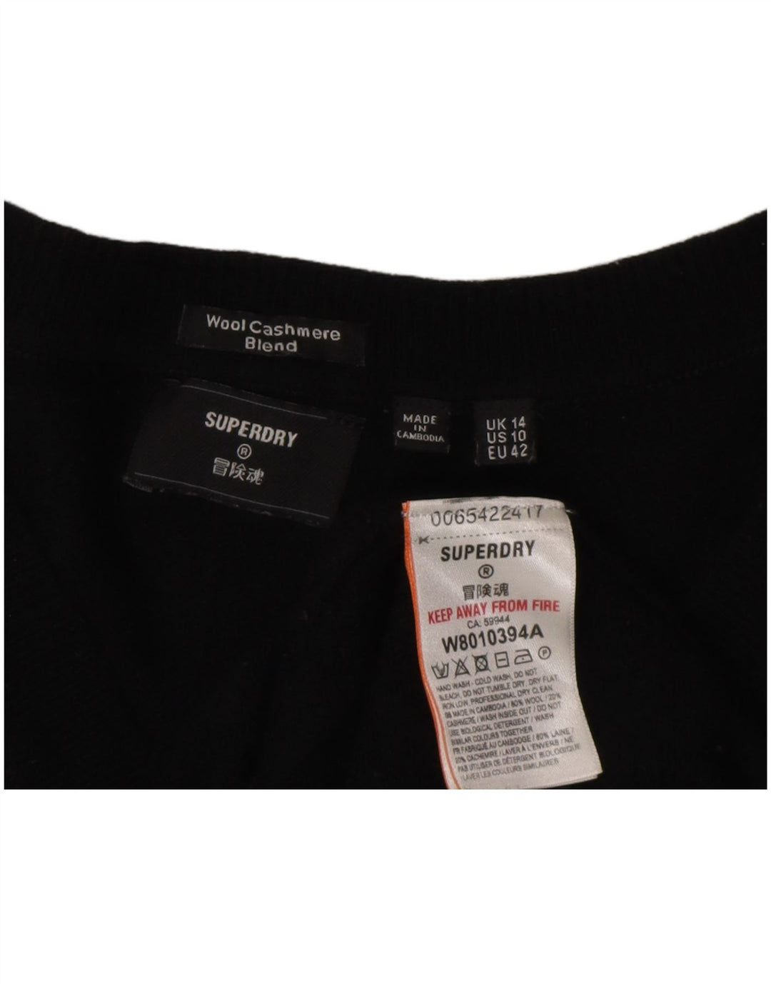 Abito maglione da donna Superdry UK 14 grande lana nera