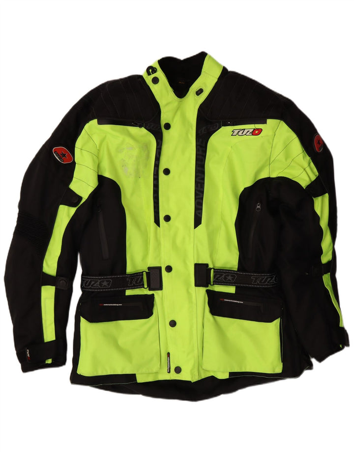 Giubbotto bomber da motociclista con grafica da uomo VINTAGE UK 44 2XL color block verde