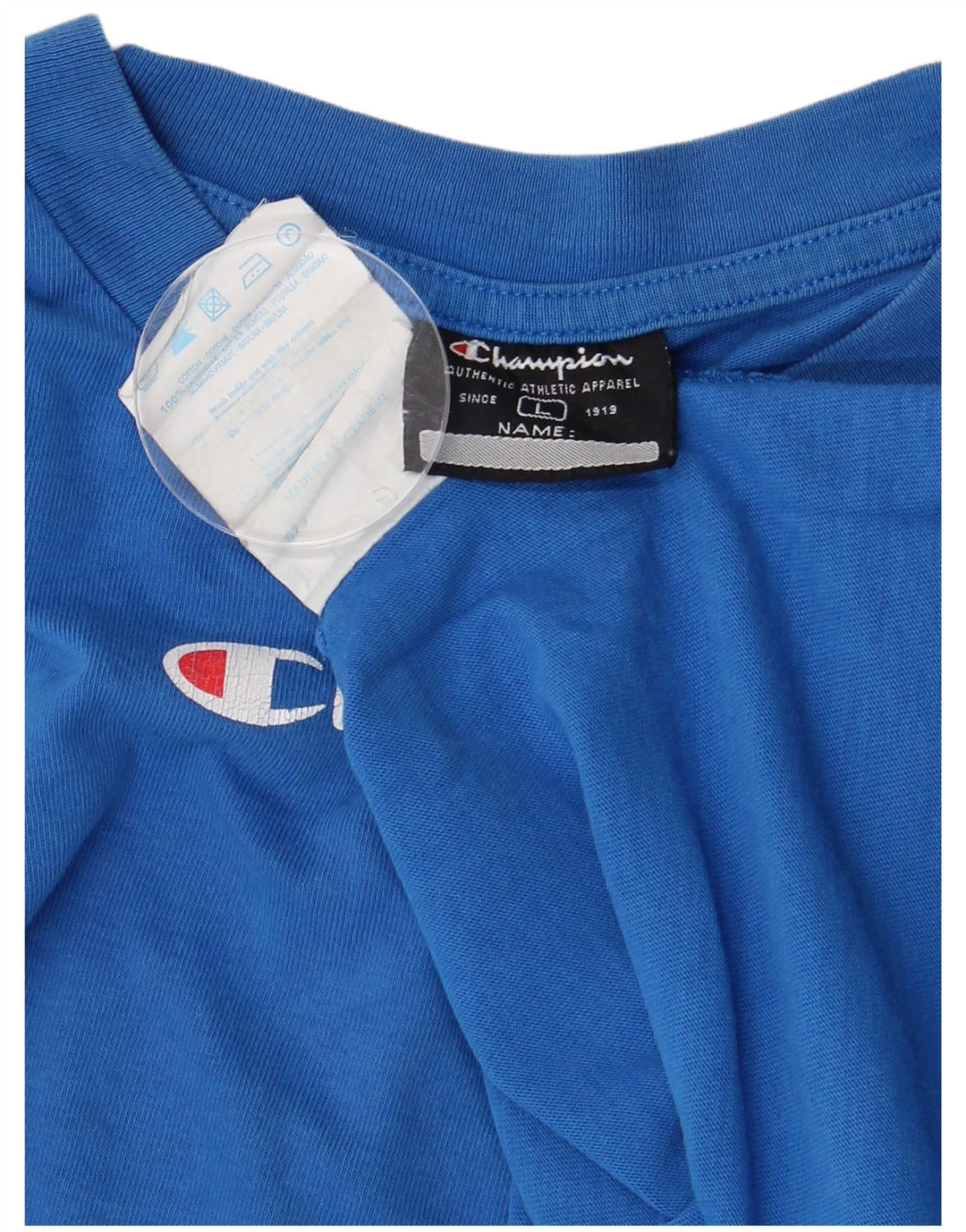 T-shirt grafica da uomo CHAMPION Top grande in cotone blu