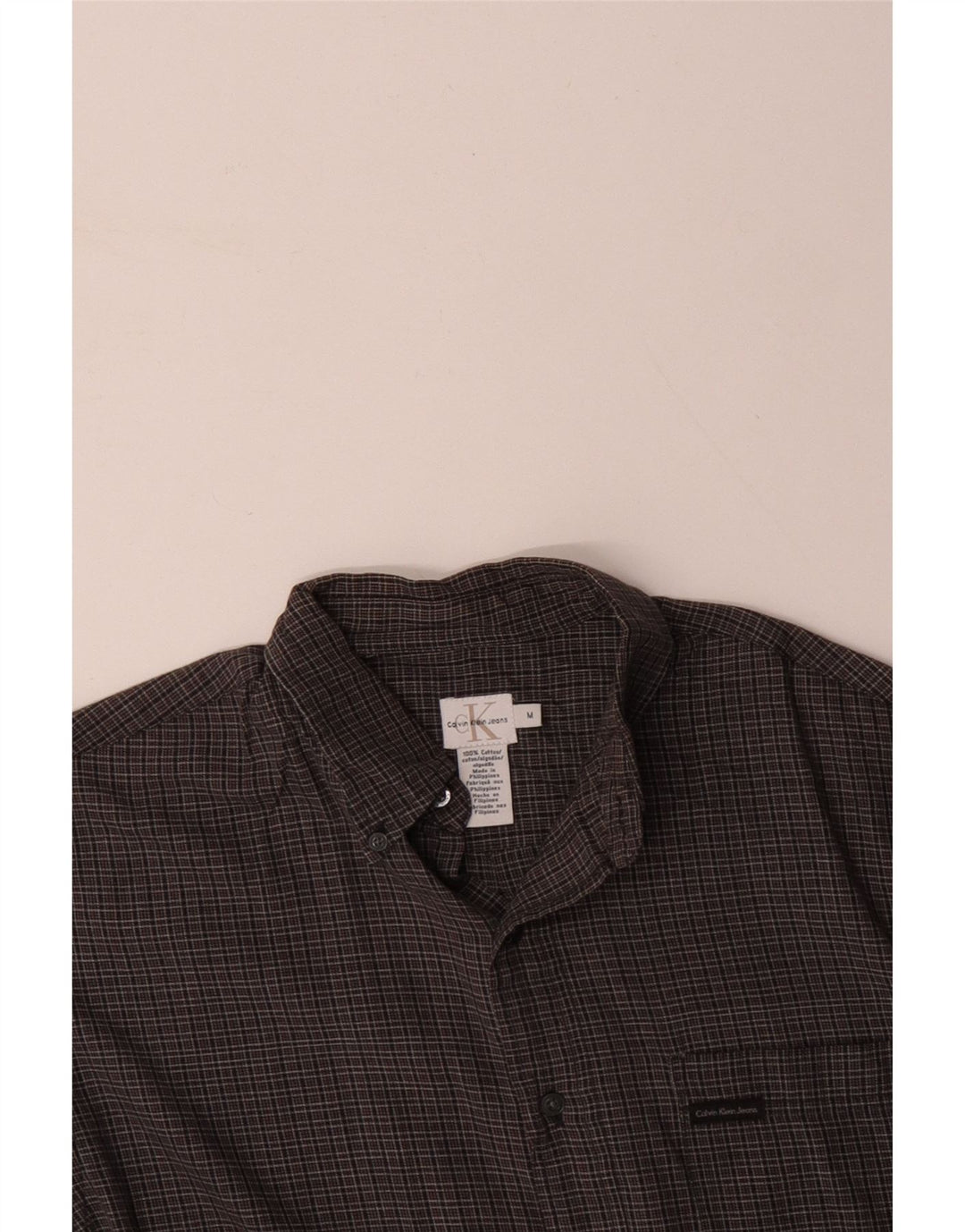 CALVIN KLEIN JEANS Camicia da uomo in cotone a quadretti grigio medio