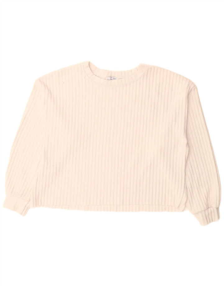 Maglione maglione girocollo oversize da donna Zara UK 14 bianco medio