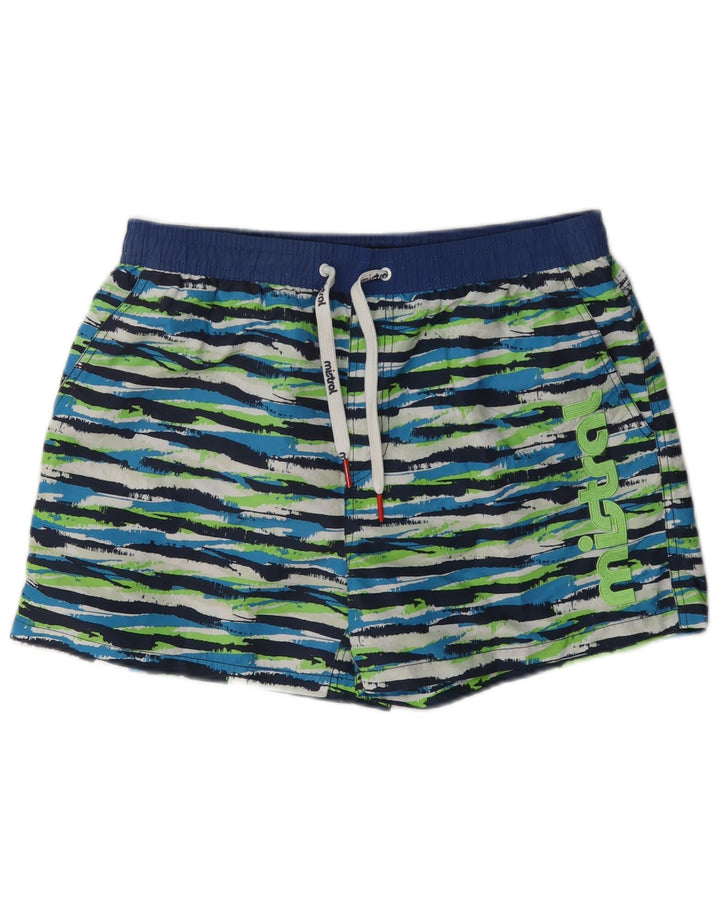 Pantaloncini da bagno grafici da uomo Mistral, grandi in poliestere a righe multicolori