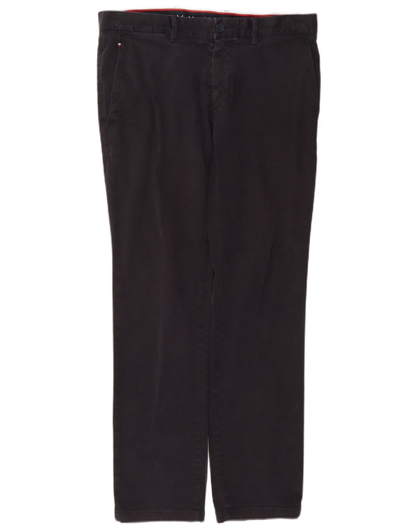 Pantaloni chino dritti da uomo Tommy Hilfiger W36 L32 cotone blu navy