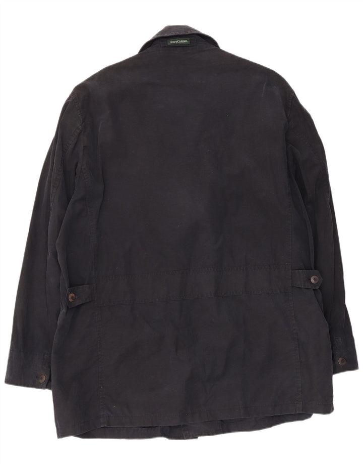 Giacca antipioggia da uomo Henry Cottons IT 50 Large in cotone blu navy