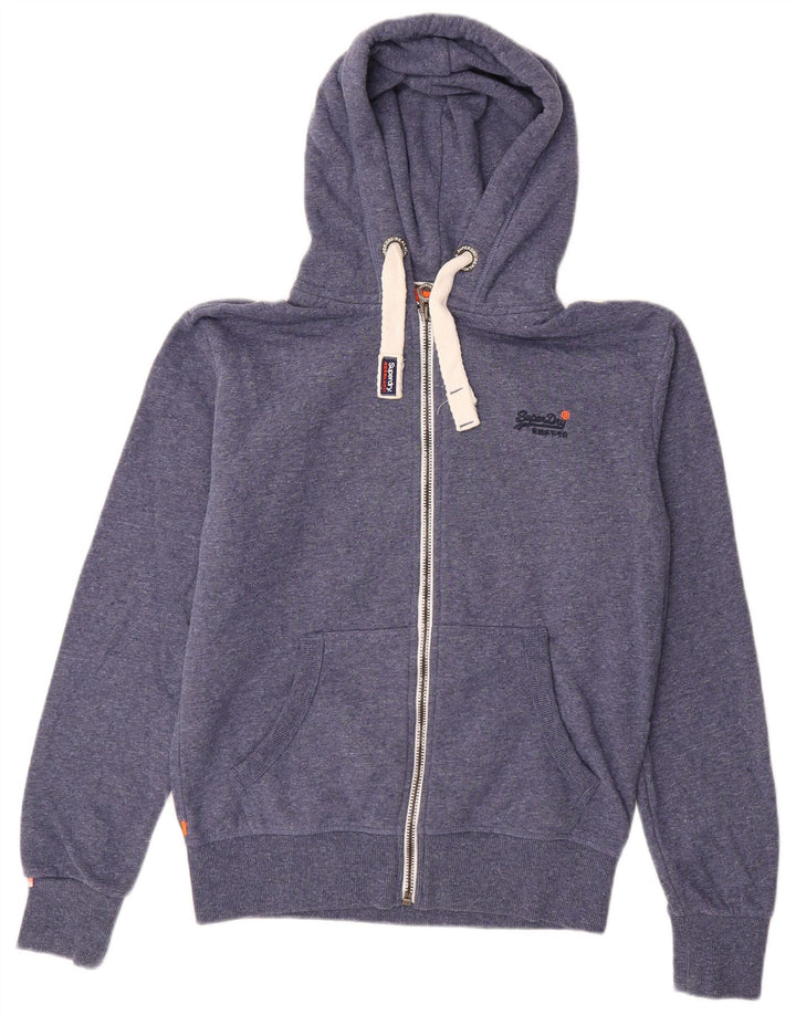 Maglione con cappuccio e zip da uomo SUPERDRY in cotone blu medio
