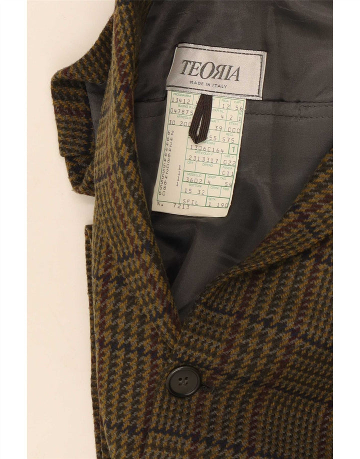 Giacca blazer vintage da uomo a 2 bottoni IT 54 2XL Lana pied de poule kaki