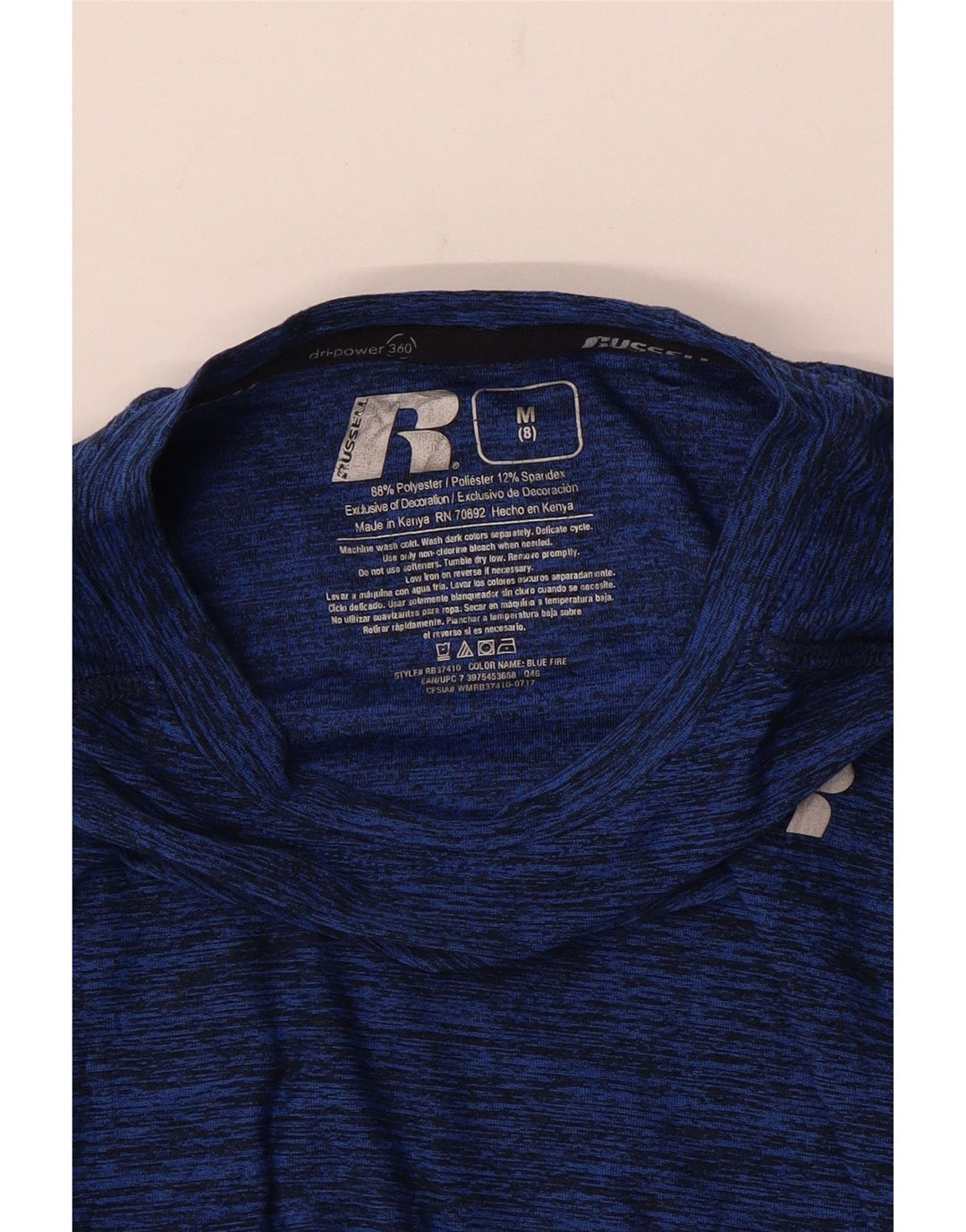 Maglietta Russell Athletic da bambino Dri-Power a maniche lunghe 7-8 anni, colore blu navy medio