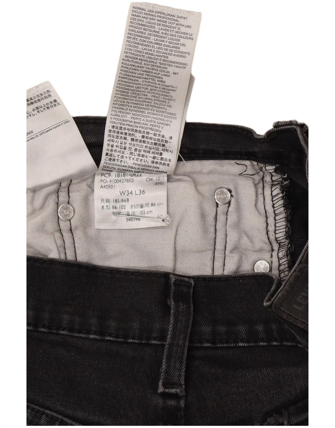 Levi's Uomo 541 Jeans dritti W34 L36 Cotone grigio