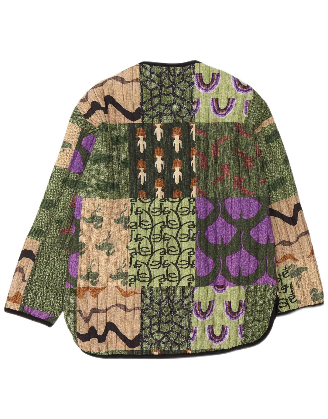Giacca blazer vintage da donna a 5 bottoni UK 14 Patchwork medio multicolore