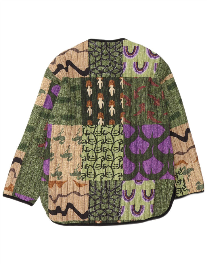 Giacca blazer vintage da donna a 5 bottoni UK 14 Patchwork medio multicolore