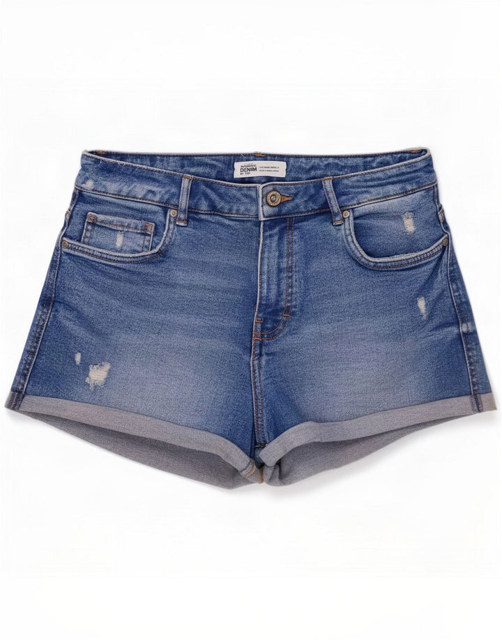 Zara Pantaloncini in denim invecchiato da donna EU 40 Medio W30 Blu