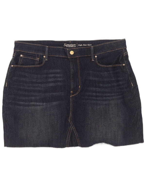 Levi's firma mini gonna di jeans a vita alta da donna US 18 2XL W34 Blu Navy