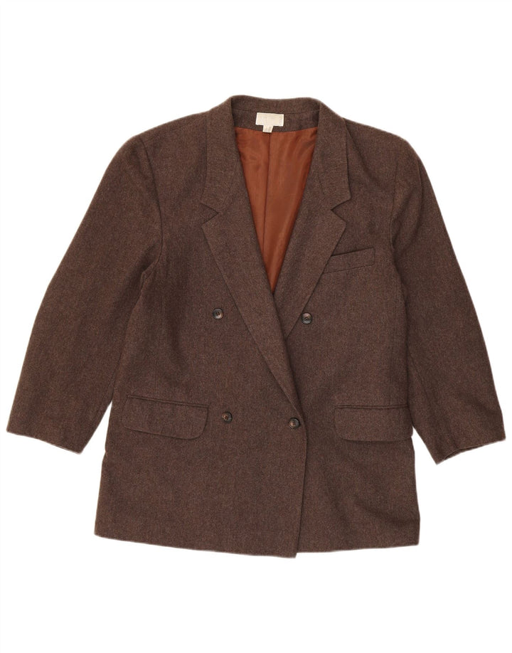 Giacca blazer doppiopetto vintage da donna IT 46 grande poliestere marrone