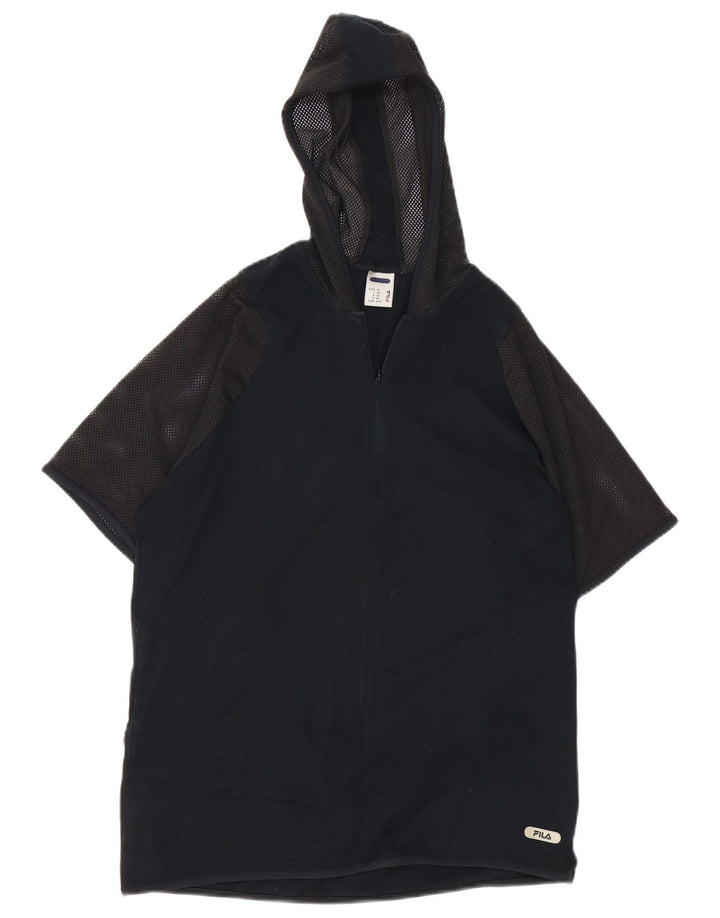 Maglietta Fila da uomo con cappuccio Top in cotone nero medio