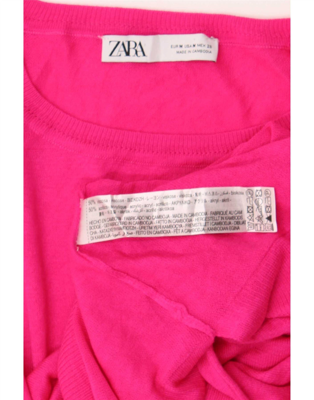 Maglione Zara da donna con scollo a barca UK 14 Viscosa rosa medio