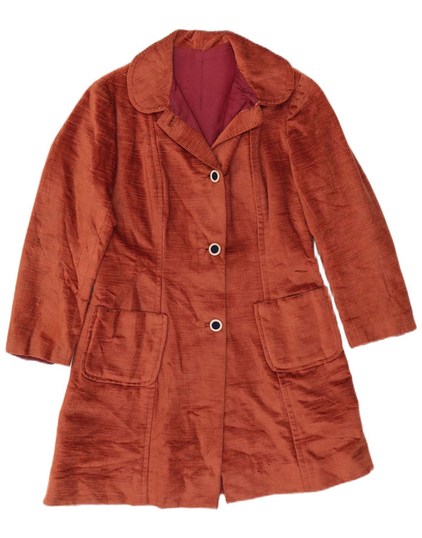 Soprabito vintage in velluto da donna UK 10 piccolo marrone