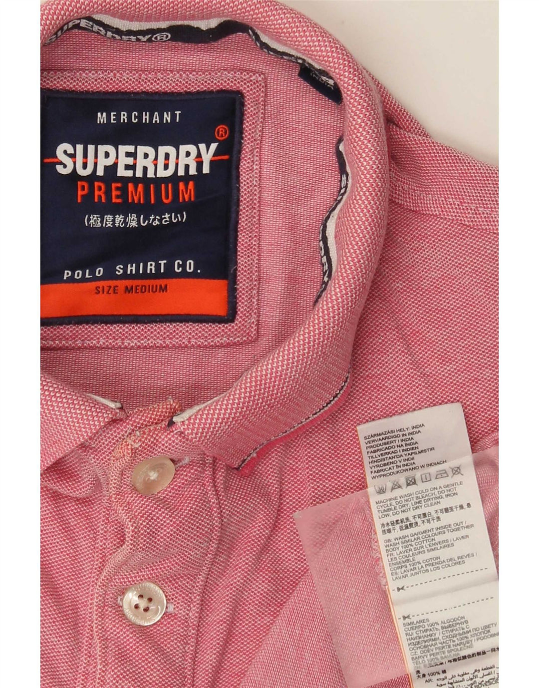 Polo da uomo Superdry in cotone screziato rosa medio