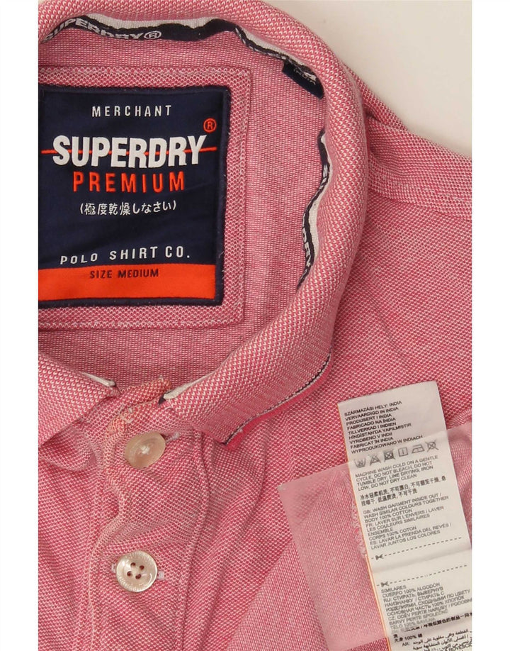 Polo da uomo Superdry in cotone screziato rosa medio