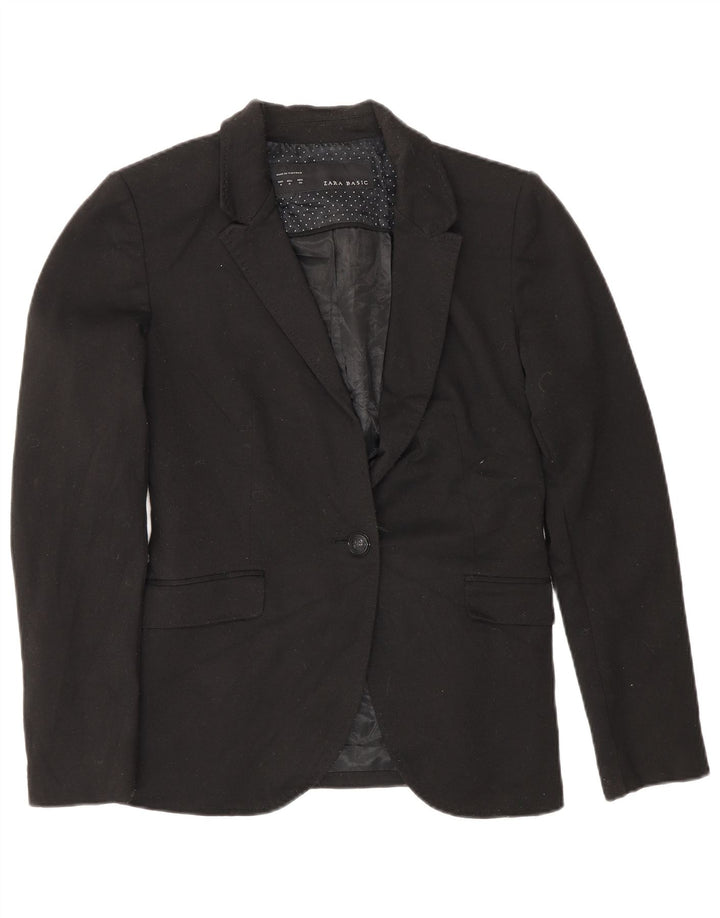 Giacca blazer a 1 bottone da donna Zara UK 12 poliestere nero medio