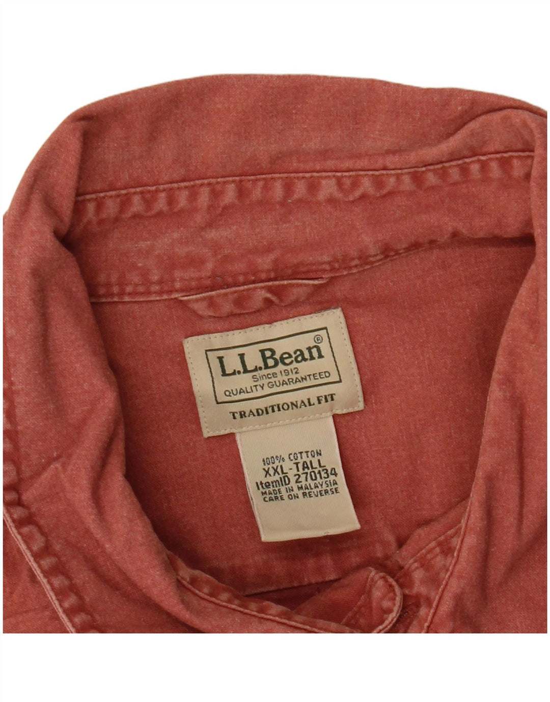 L.L.BEAN Camicia alta da uomo dal taglio tradizionale 2XL in cotone rosso