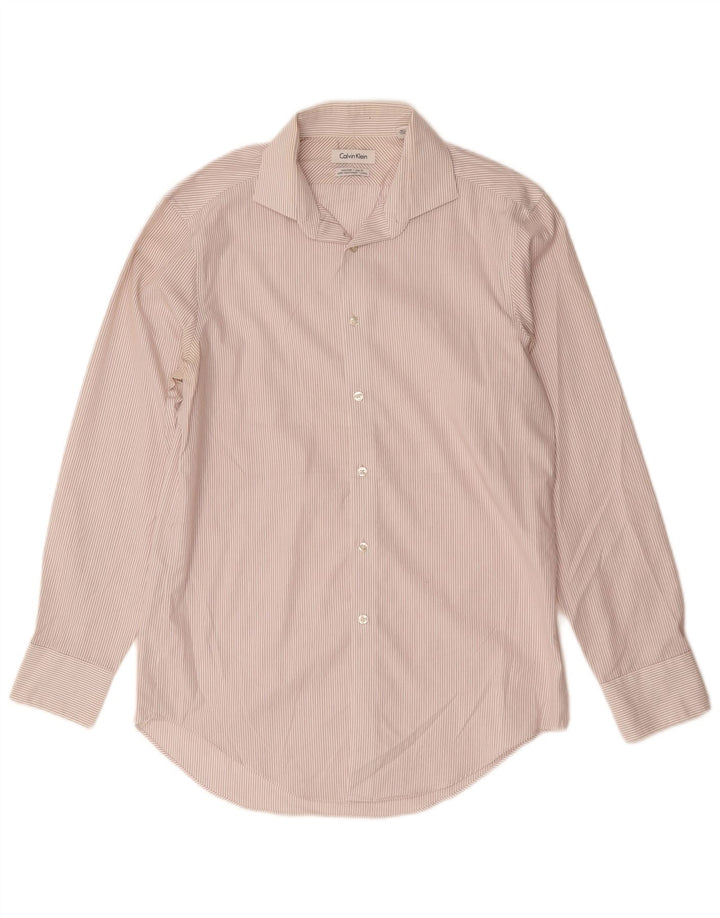 CALVIN KLEIN Camicia da uomo taglia 15 cotone gessato bianco medio