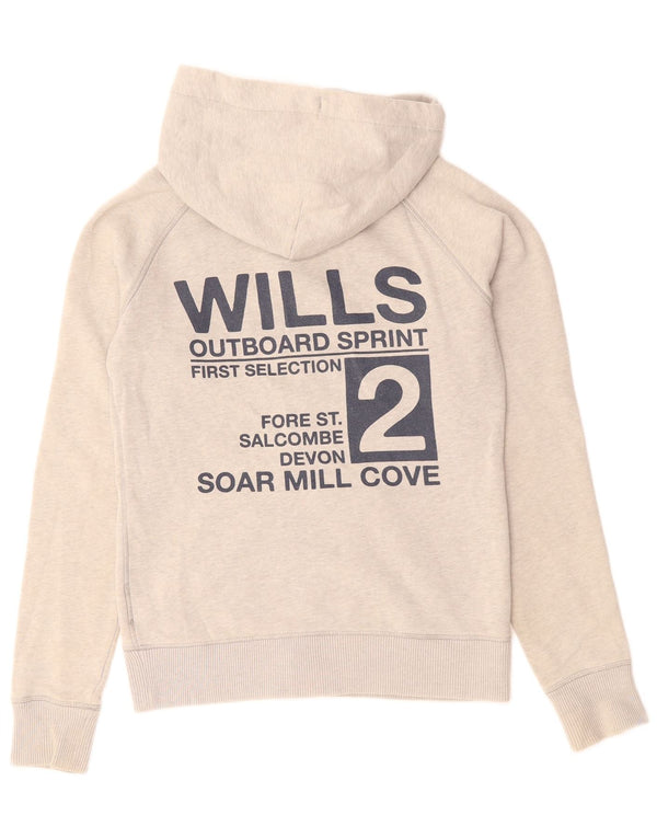 Maglione con cappuccio con zip grafica da donna Jack Wills UK 10 piccolo cotone grigio