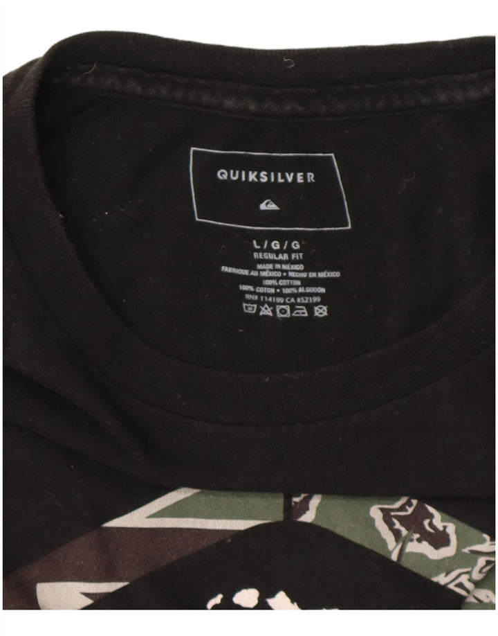 QUIKSILVER T-shirt grafica da uomo Hawaii vestibilità regolare top grande in cotone nero