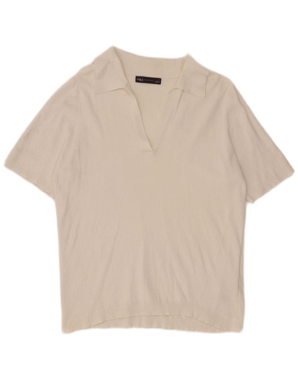Polo da donna Marks & Spencer UK 14 grande cotone bianco