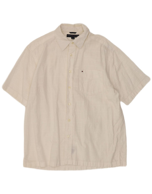 Camicia a maniche corte da uomo Tommy Hilfiger in cotone a quadri bianco medio