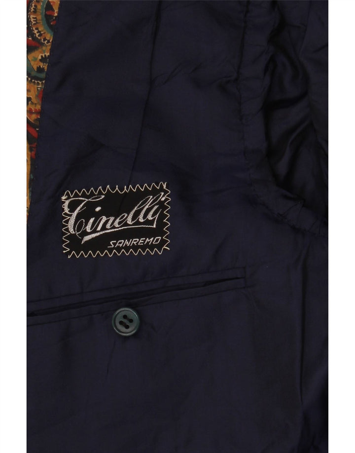 Giacca blazer da uomo a 3 bottoni VINTAGE UK 36 Piccolo Paisley multicolore