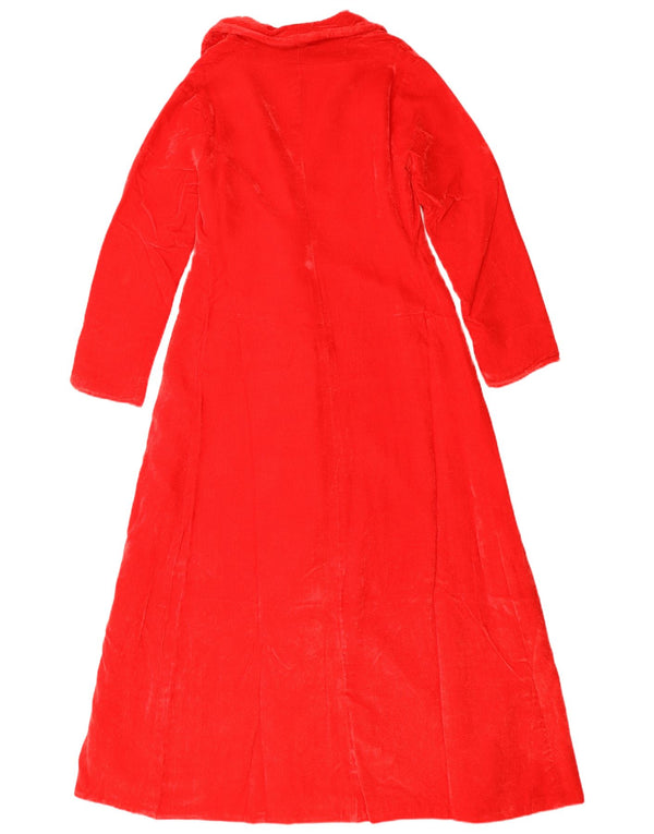 Cappotto doppiopetto vintage in velluto da donna UK 12 rosso medio