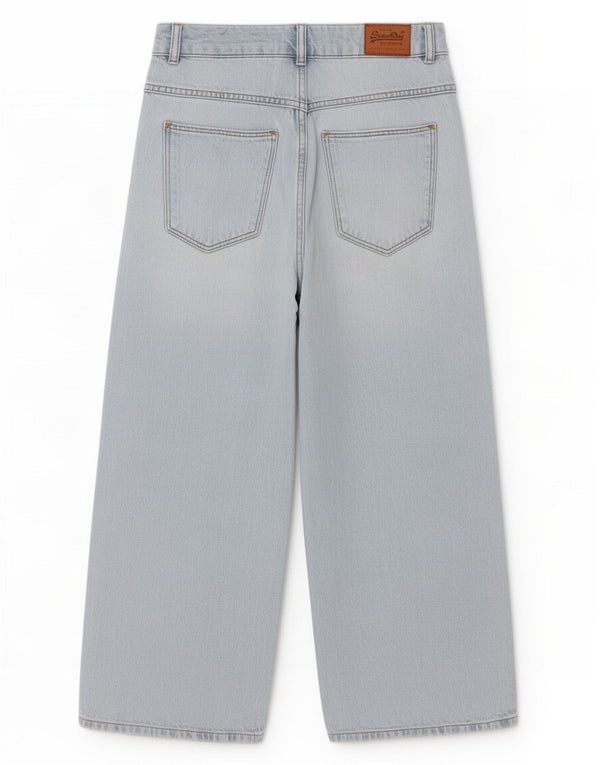 Jeans Superdry da donna Phoebe a gamba larga a vita alta W27 L22 Blu