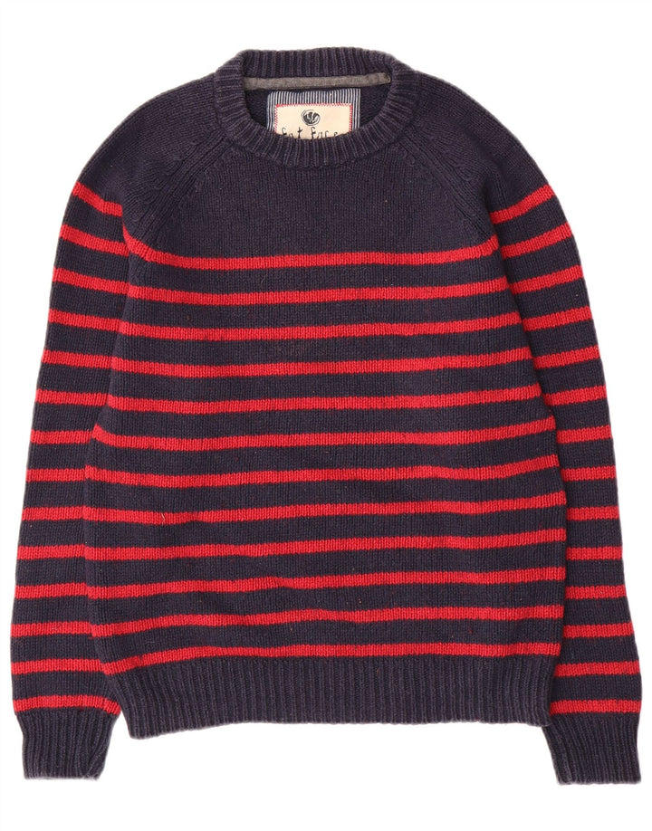 Maglione girocollo da uomo Fat Face piccolo in cotone a righe blu navy