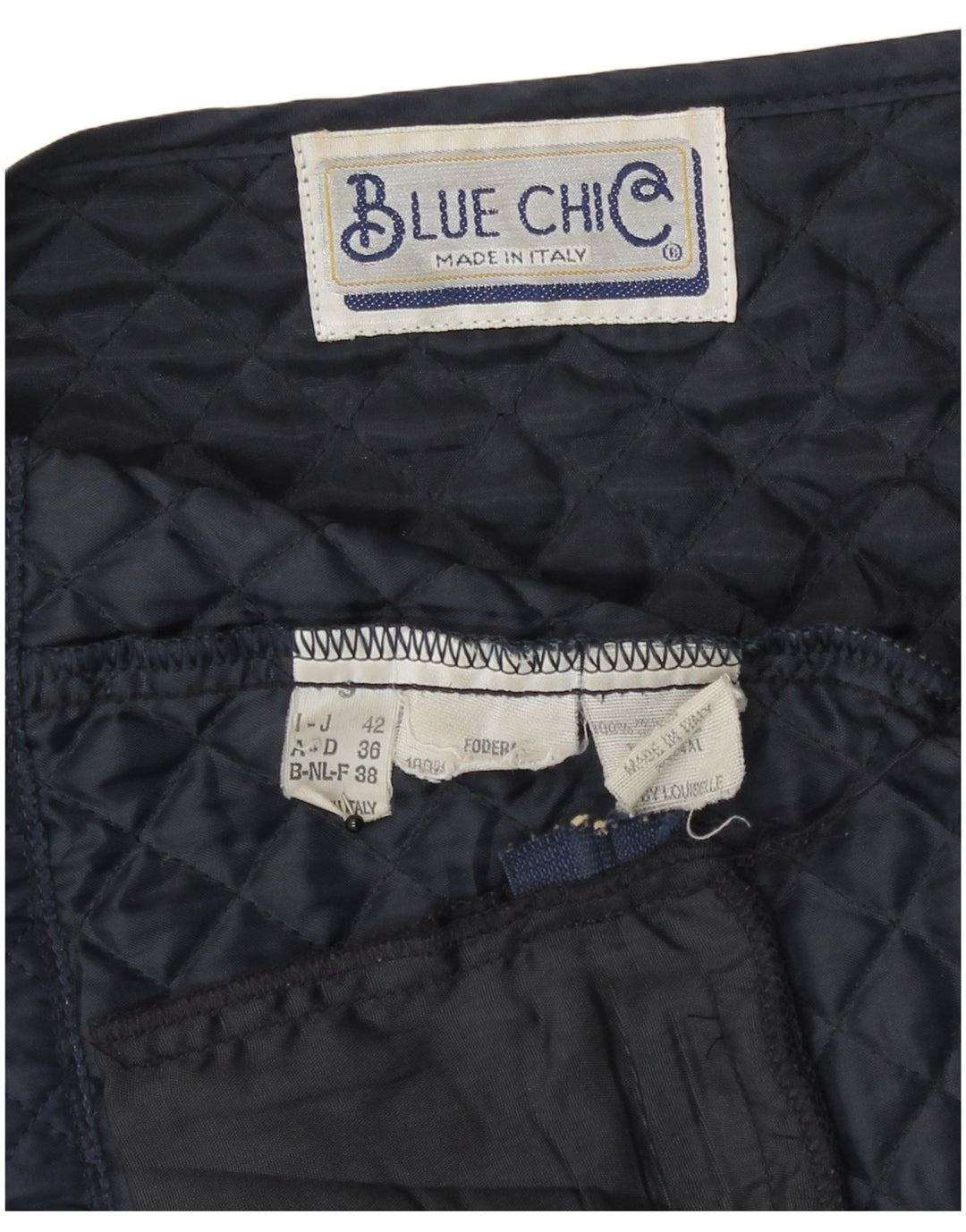 Gilet trapuntato da donna vintage IT 42 medio blu navy in poliestere