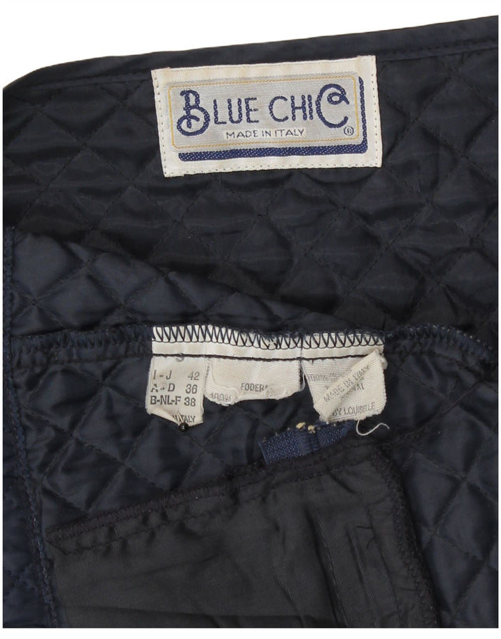 Gilet trapuntato da donna vintage IT 42 medio blu navy in poliestere