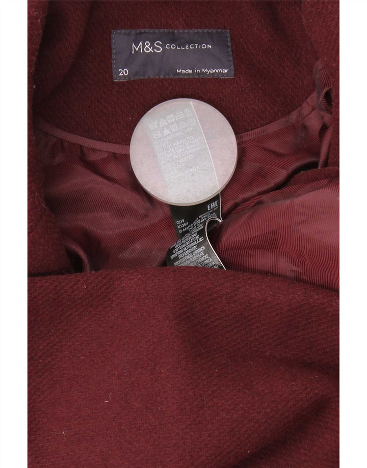 Cappotto doppiopetto da donna Marks & Spencer UK 20 2XL Poliestere bordeaux