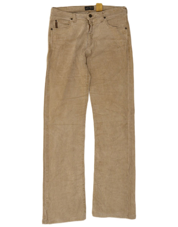 Pantaloni da uomo in velluto a coste bootcut Armani W30 L31 in cotone beige