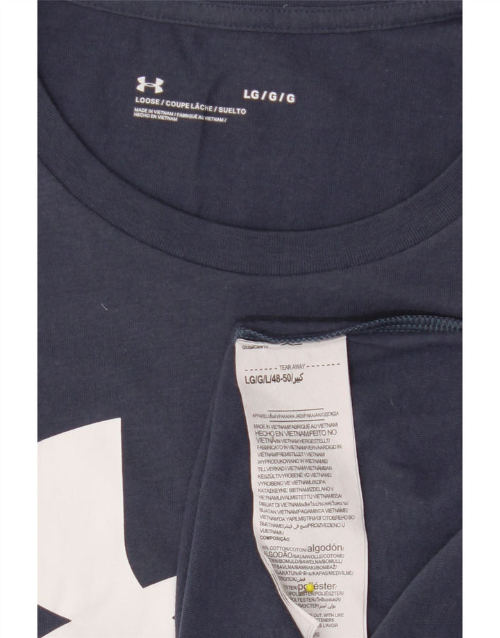 T-shirt grafica da uomo UNDER ARMOUR Top grande in cotone blu navy