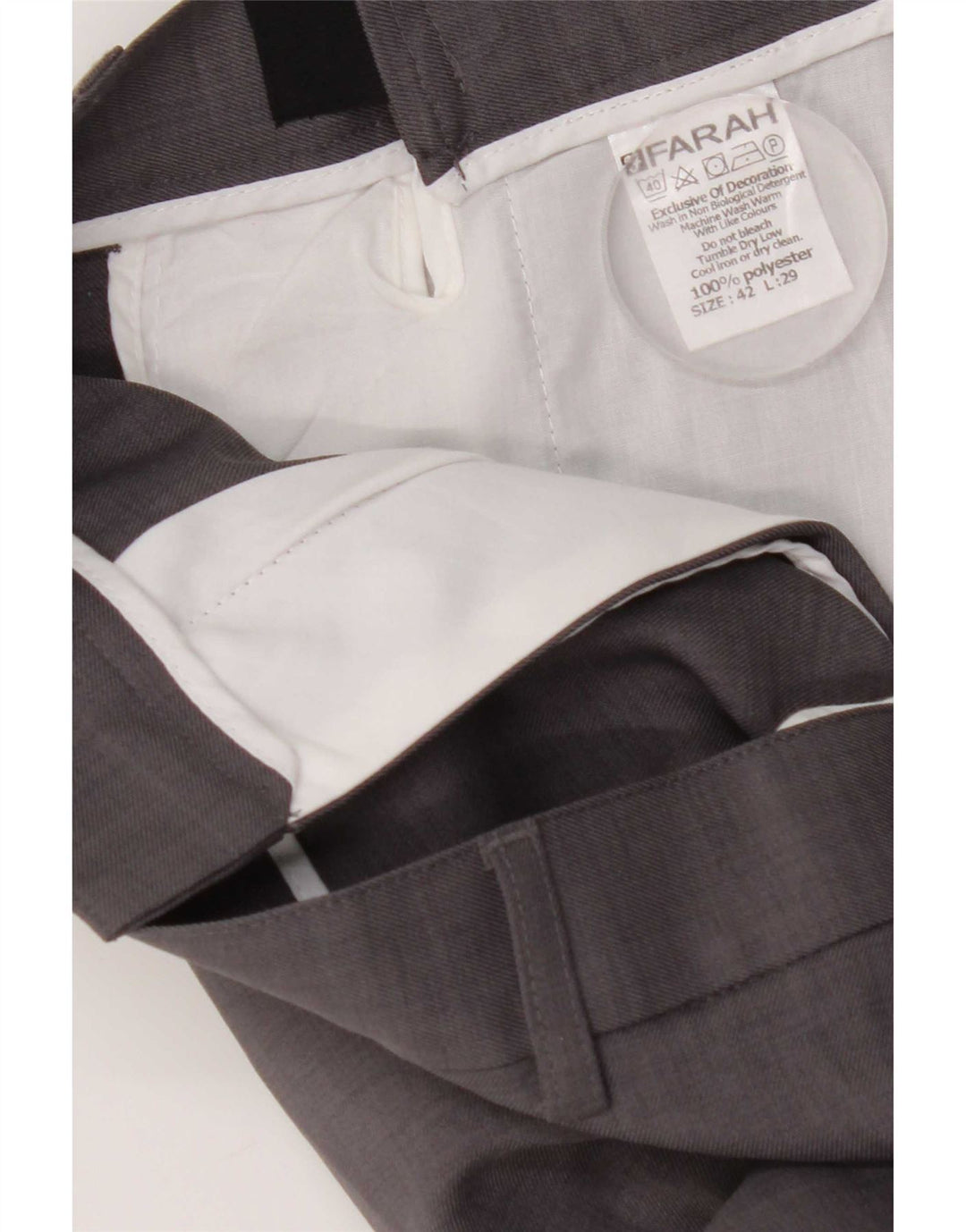 Pantaloni chino dritti da uomo Farah W42 L29 poliestere grigio