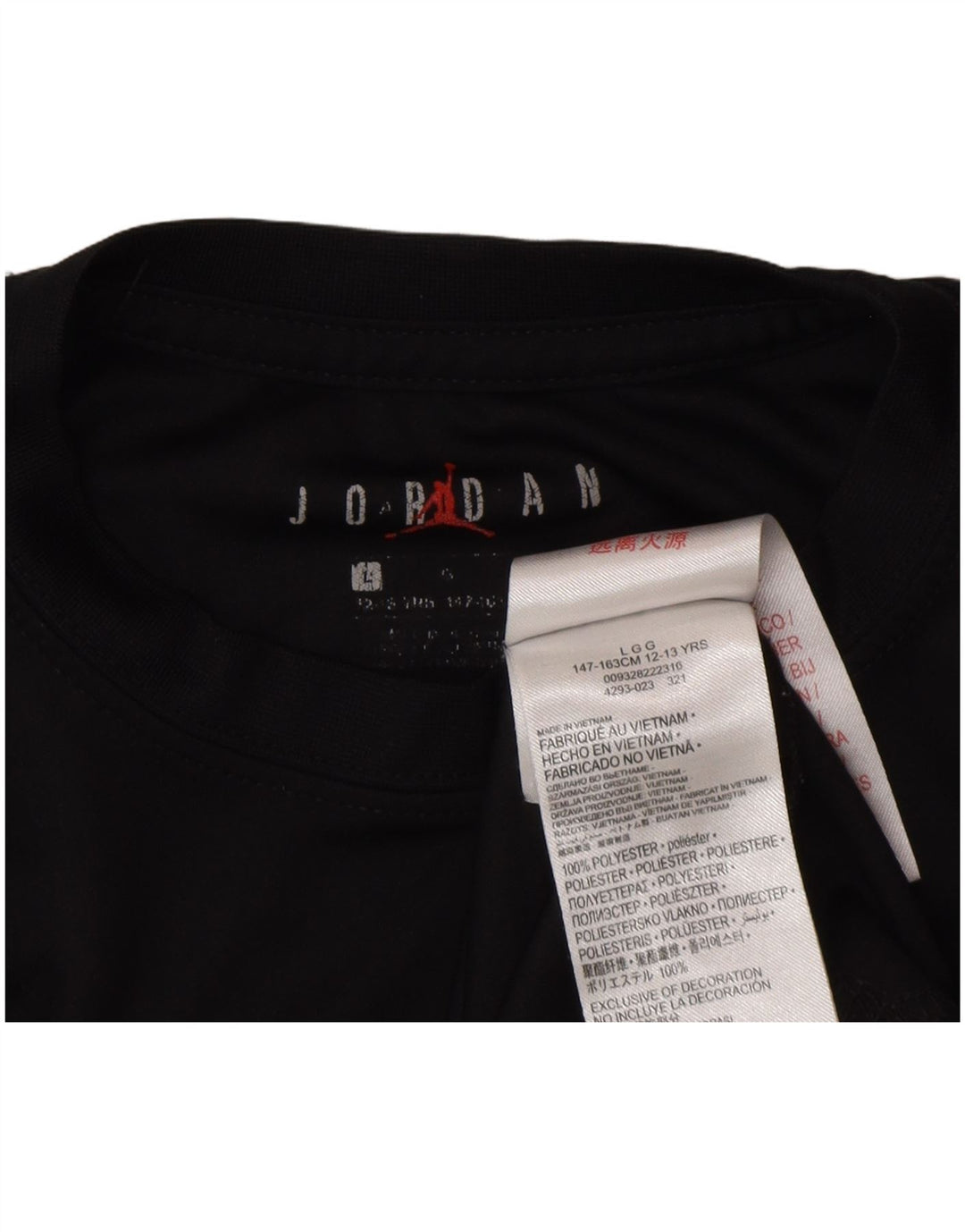 T-shirt grafica Jordan Dri Fit da ragazzo, 12-13 anni, grande, in poliestere nero